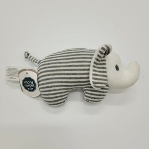 Mary Meyer Baby Arfique Plush Elephant Rattle Gray White Stripe Infant Toy NEW
